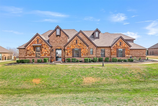 view of front of property with a front lawn