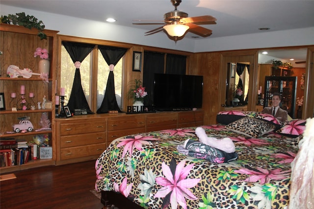 bedroom featuring recessed lighting and wood finished floors