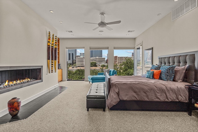 bedroom featuring ceiling fan