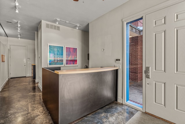 kitchen with rail lighting