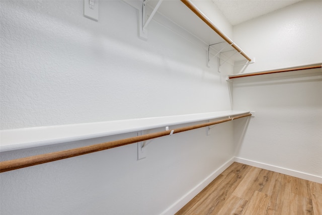 spacious closet with light hardwood / wood-style flooring