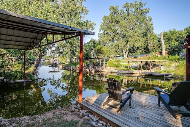 view of dock featuring a water view