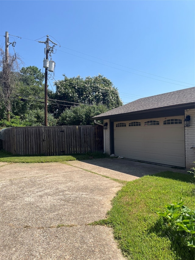 exterior space with a garage