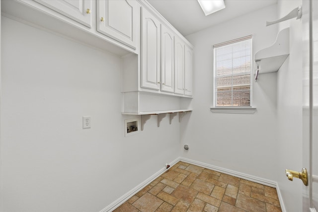 laundry area featuring washer hookup, cabinets, and gas dryer hookup