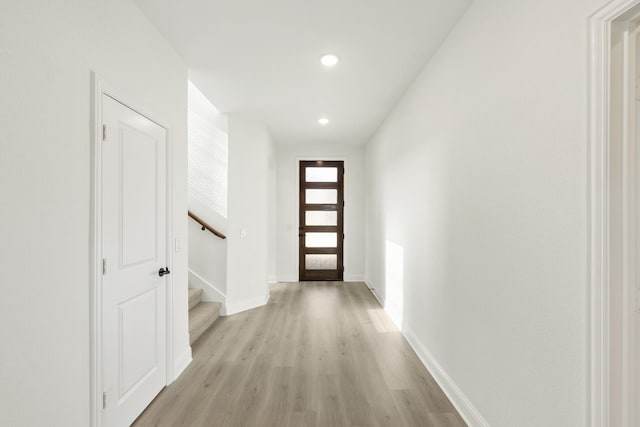 doorway featuring light wood-type flooring