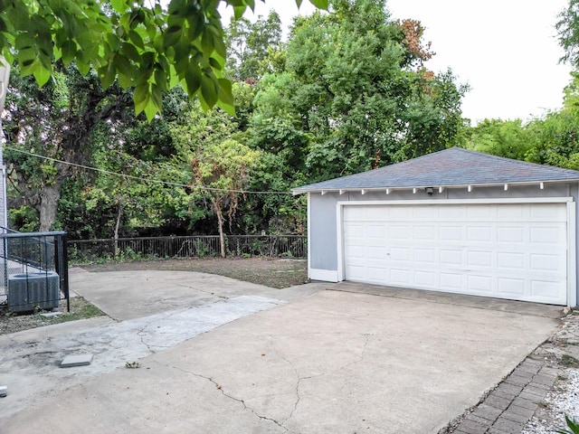 garage featuring central AC unit