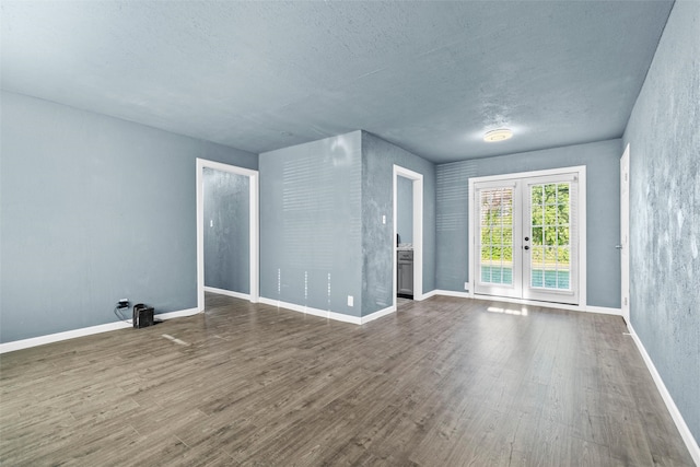 interior space featuring wood-type flooring and french doors