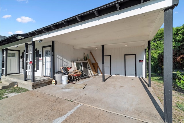 exterior space featuring a carport