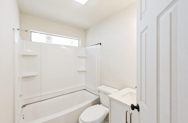 full bathroom featuring vanity, shower / bathing tub combination, and toilet