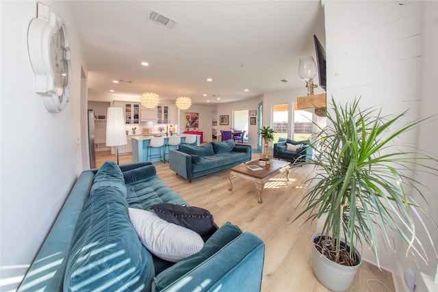 living room featuring light wood-type flooring