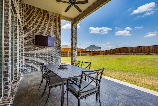 view of patio / terrace with ceiling fan