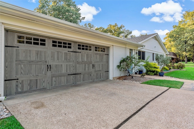 exterior space with a garage