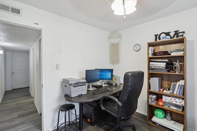 office area featuring dark hardwood / wood-style floors