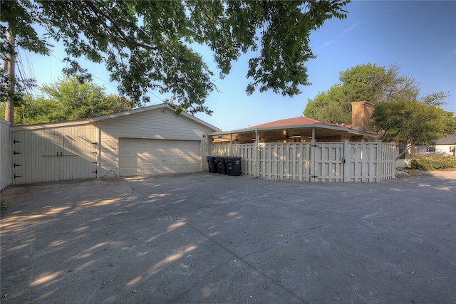 exterior space featuring a garage