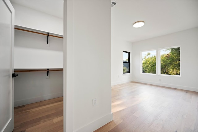 spacious closet with light hardwood / wood-style floors