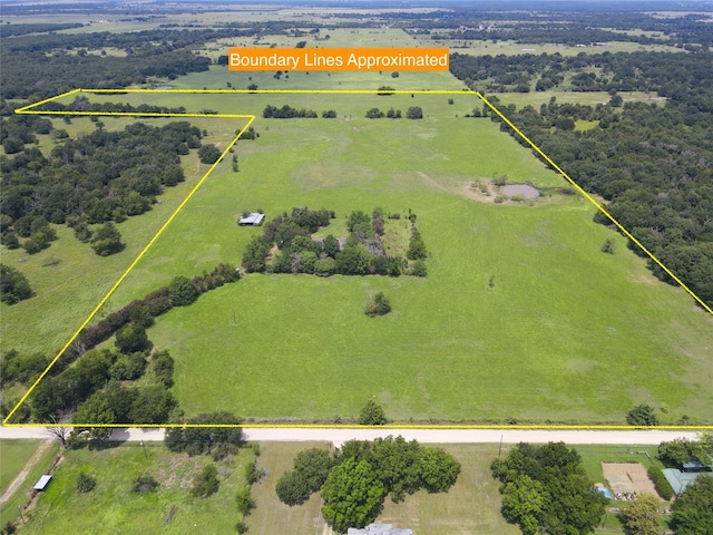 aerial view featuring a rural view