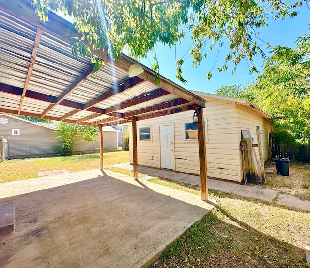 view of patio featuring a pergola