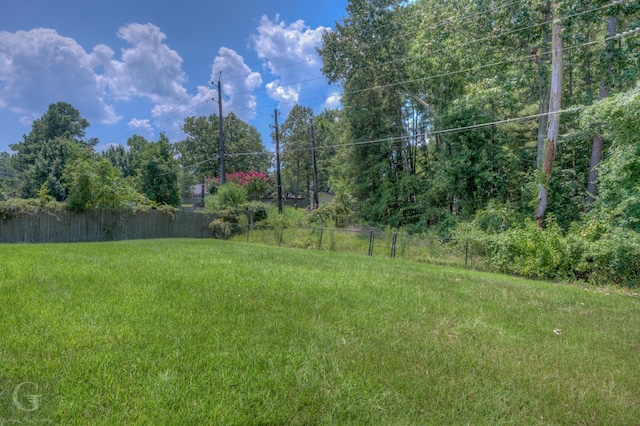 view of yard featuring fence