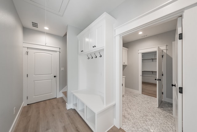 mudroom with light wood-type flooring