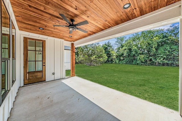 view of patio / terrace featuring ceiling fan