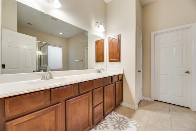 bathroom featuring vanity and tile patterned floors