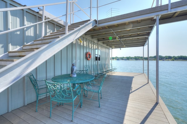 view of dock featuring a water view