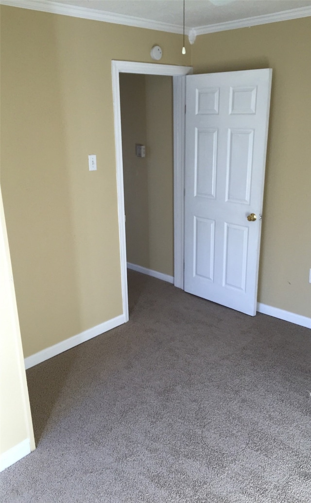 carpeted empty room featuring ornamental molding