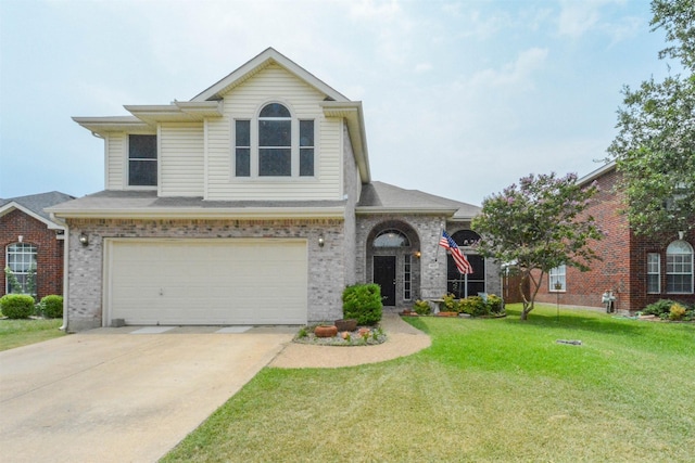 front of property featuring a garage and a front yard