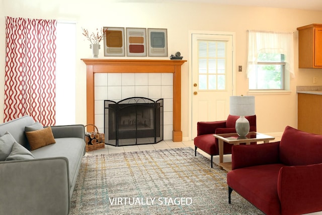 4821 Worthing Dr, Garland, TX 75043 - living room with a tiled fireplace