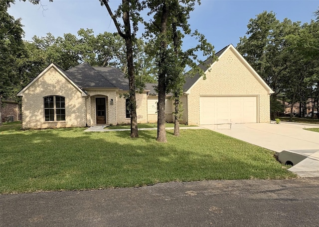 108 Southern Pine Pl, Mabank, TX 75156 - view of front of house featuring concrete driveway, brick siding, a front yard, a garage, and roof with shingles