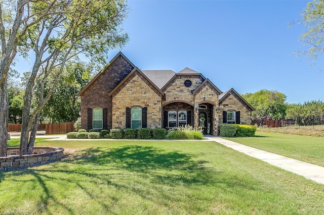 view of front of property featuring a front yard