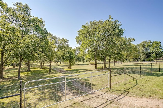 view of yard with a rural view