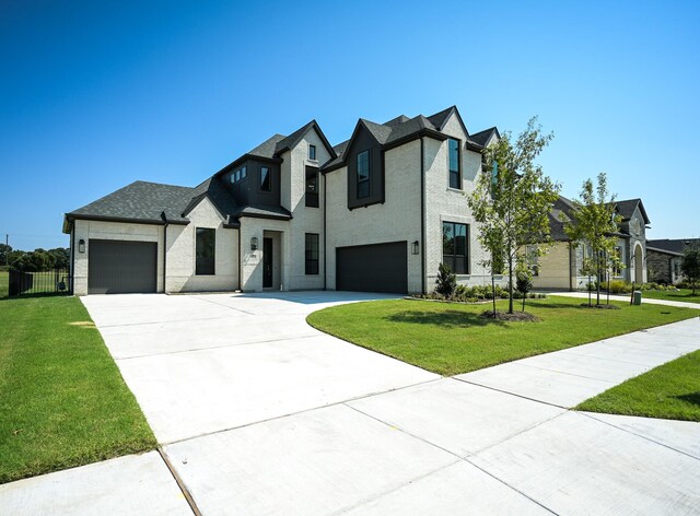 view of front facade featuring a front yard and a garage