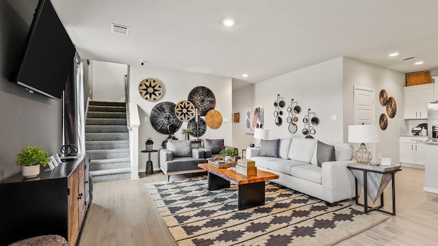 living room featuring light hardwood / wood-style floors