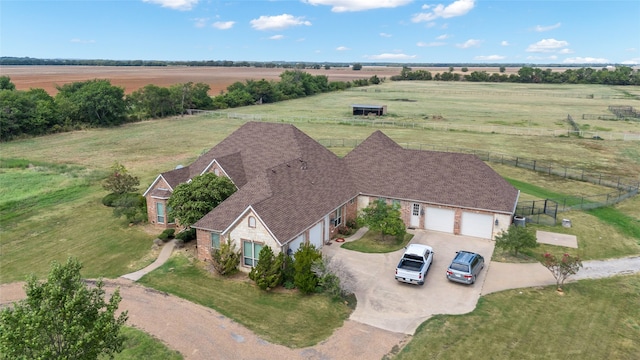 bird's eye view with a rural view