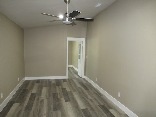 empty room featuring ceiling fan and wood-type flooring