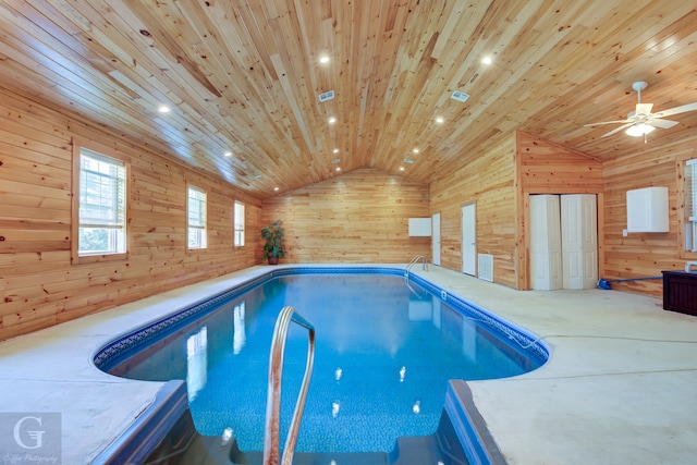 view of pool with ceiling fan