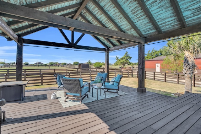 wooden deck featuring a gazebo