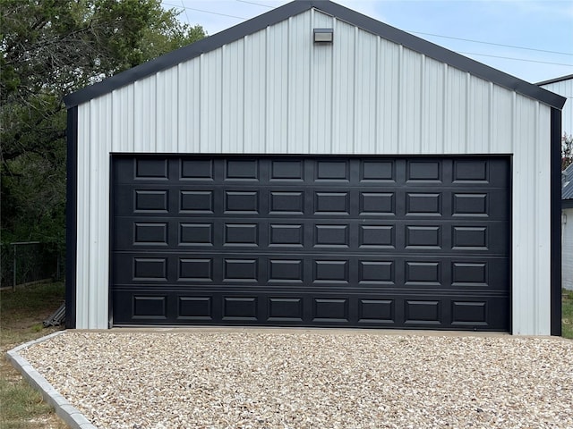 view of detached garage