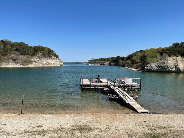 view of dock featuring a water view