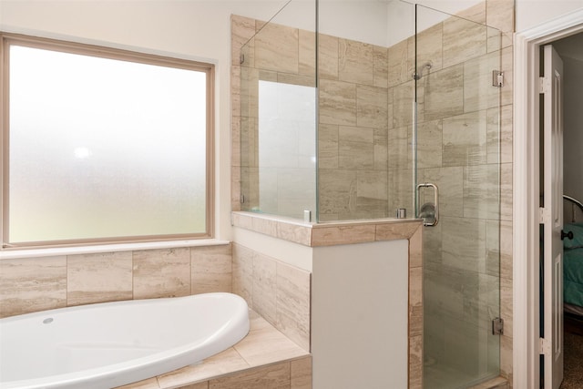 bathroom with plus walk in shower