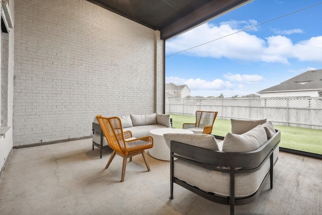 view of patio featuring an outdoor hangout area