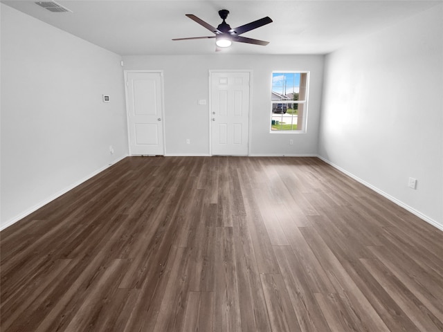 spare room featuring ceiling fan and hardwood / wood-style floors