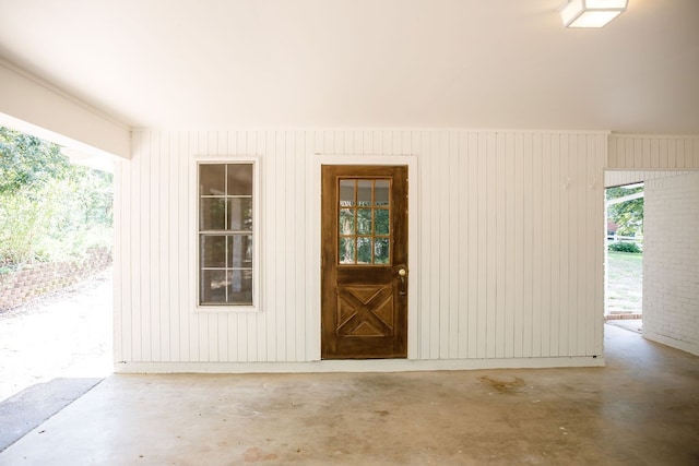 property entrance with a patio