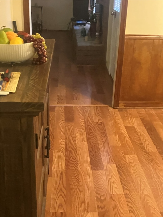 hall with light wood-type flooring