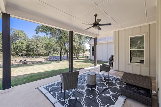 view of patio / terrace featuring ceiling fan