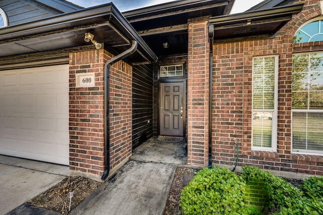 entrance to property with a garage