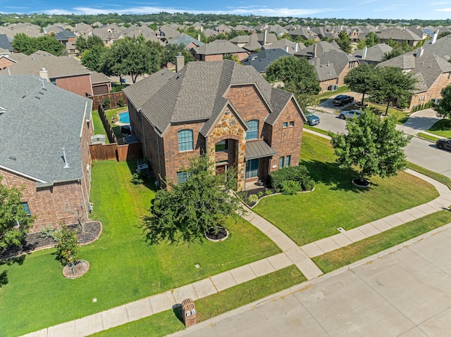 aerial view with a residential view