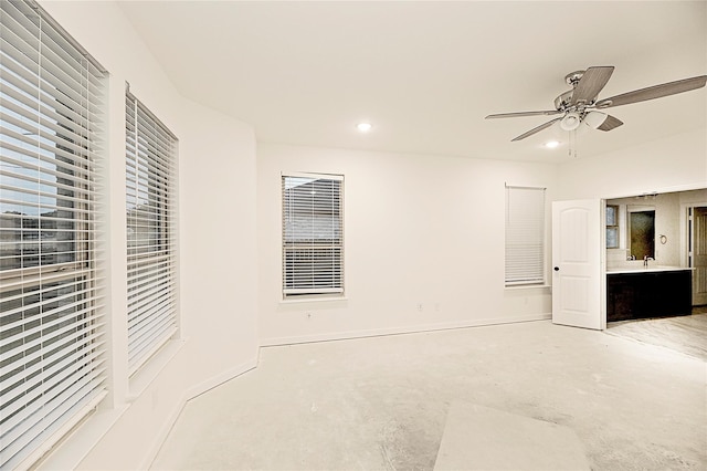 unfurnished bedroom with ceiling fan