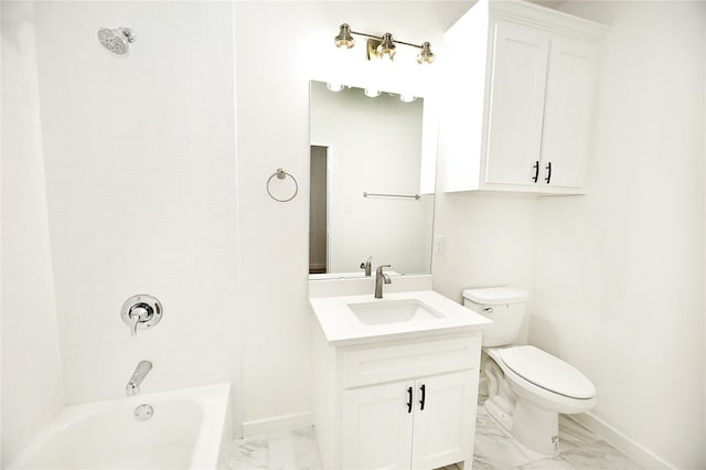 full bathroom featuring toilet, vanity, and tiled shower / bath